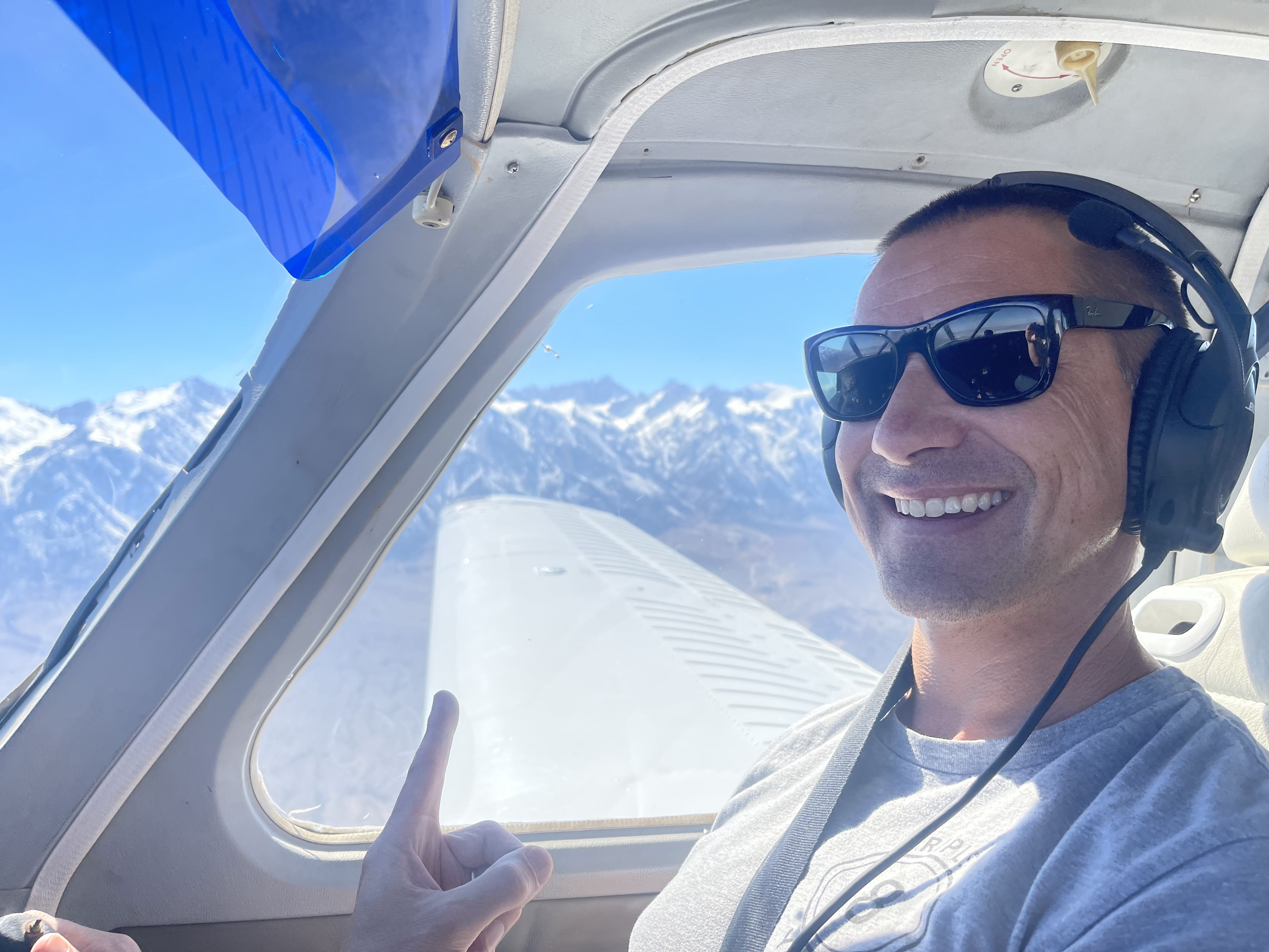 Aaron Slaven flying an airplane